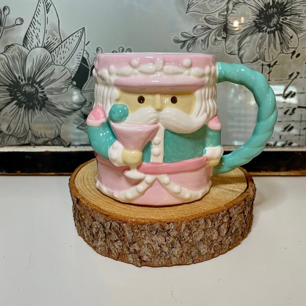 NEW Christmas Teal & Pink Nutcracker with Martini Mug